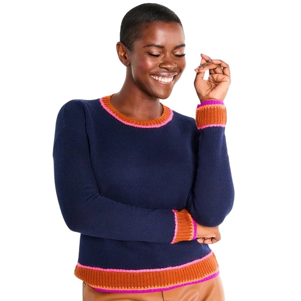 Lisa Todd Border Order Sweater - 100% Cotton - Size Small - Whipstitch Detail